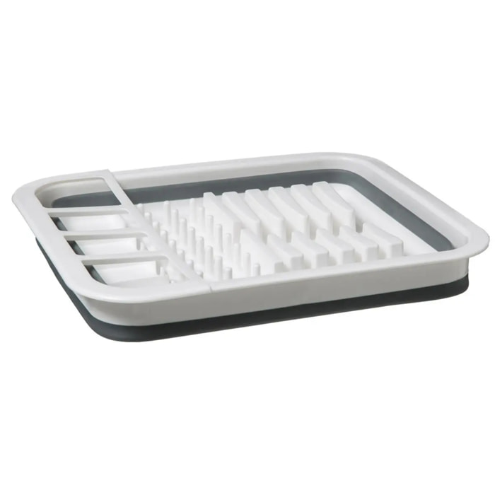 Égouttoir silicone rétractable gris et blanc