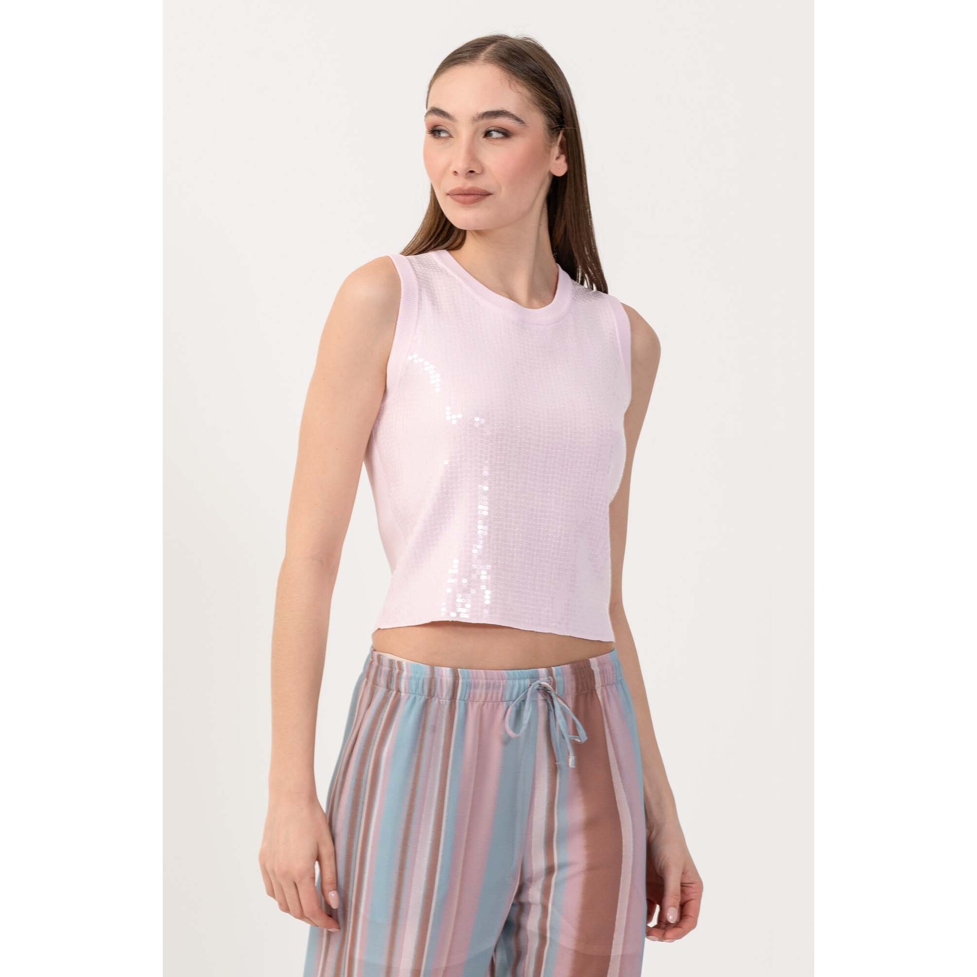 Kocca - Top cropped con paillettes Donna