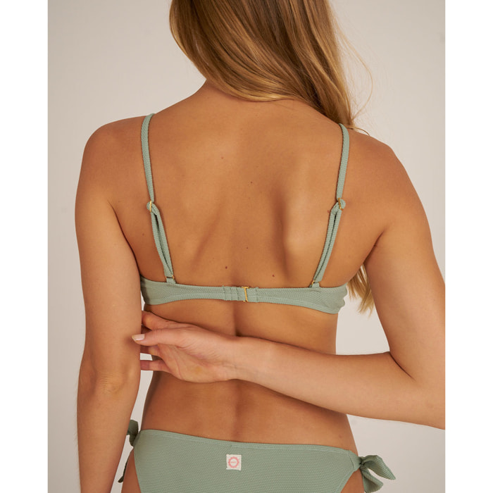 Top de bikini con lazo en tejido piqué