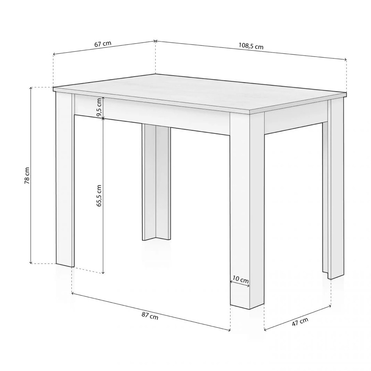 Mesa de comedor Dina Blanco Artik (Blanco Mate) - Gris Cemento