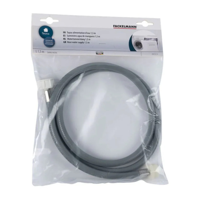 Tuyau alimentation eau embouts mâle-femelle droits 1,50 m Fackelmann