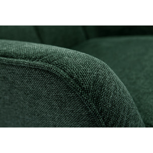 Fauteuil scandinave tissu effet velours texturé vert foncé et bois clair AVERY