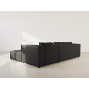 Stella - canapé d'angle droit 4 places en simili - Noir