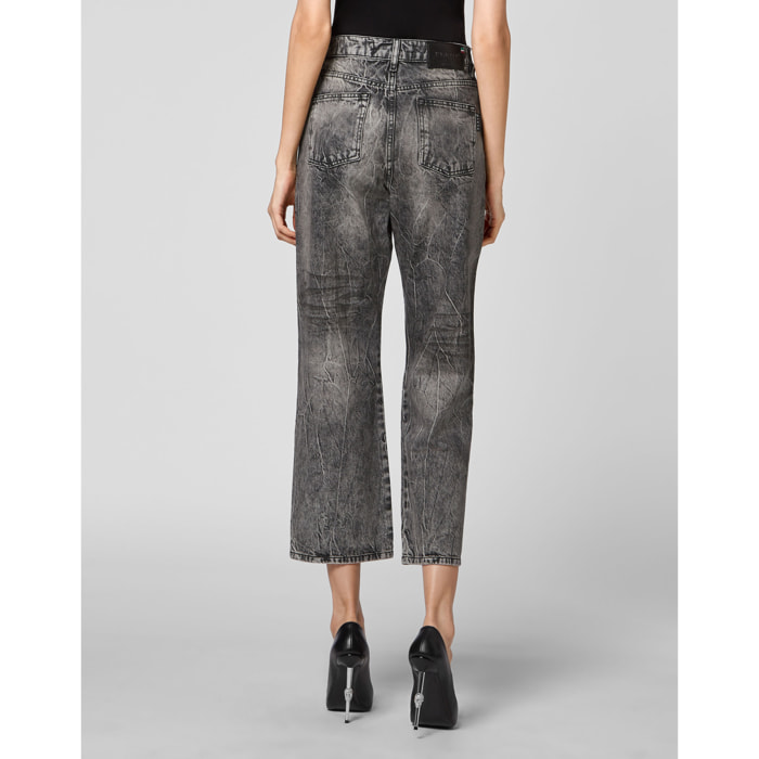 PHILIPP PLEIN Pantaloni in denim vestibilità loose ICONIC PLEIN