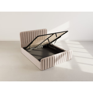Alice - lit coffre - 160x200 cm - en velours - Taupe