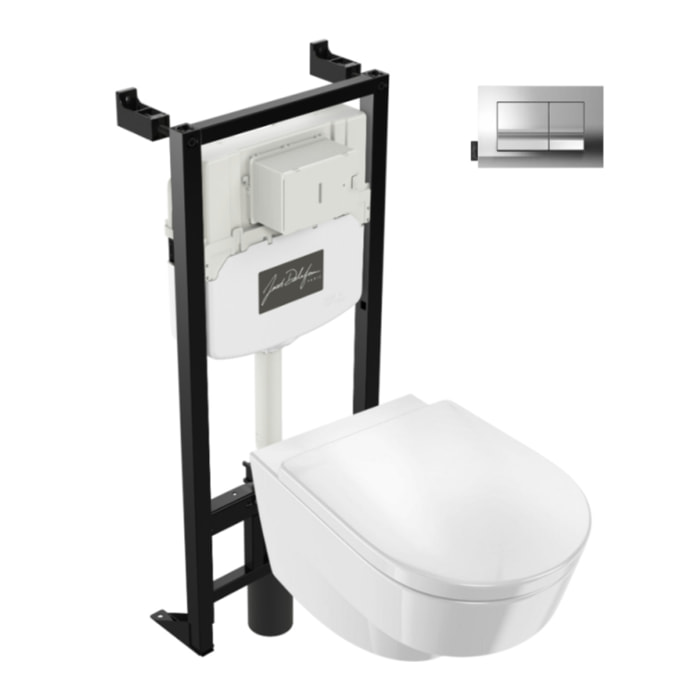 Pack WC suspendu sans bride Odéon Rive Gauche + bâti support + plaque chromée