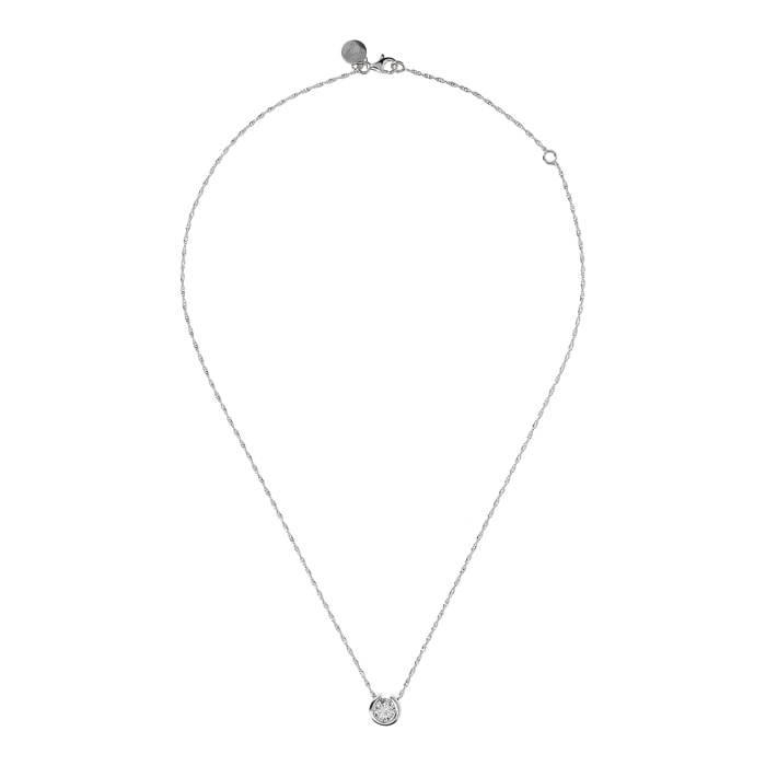 Collana in Argento con Punto Luce in Cubic Zirconia in Argento 925 placcato Platino