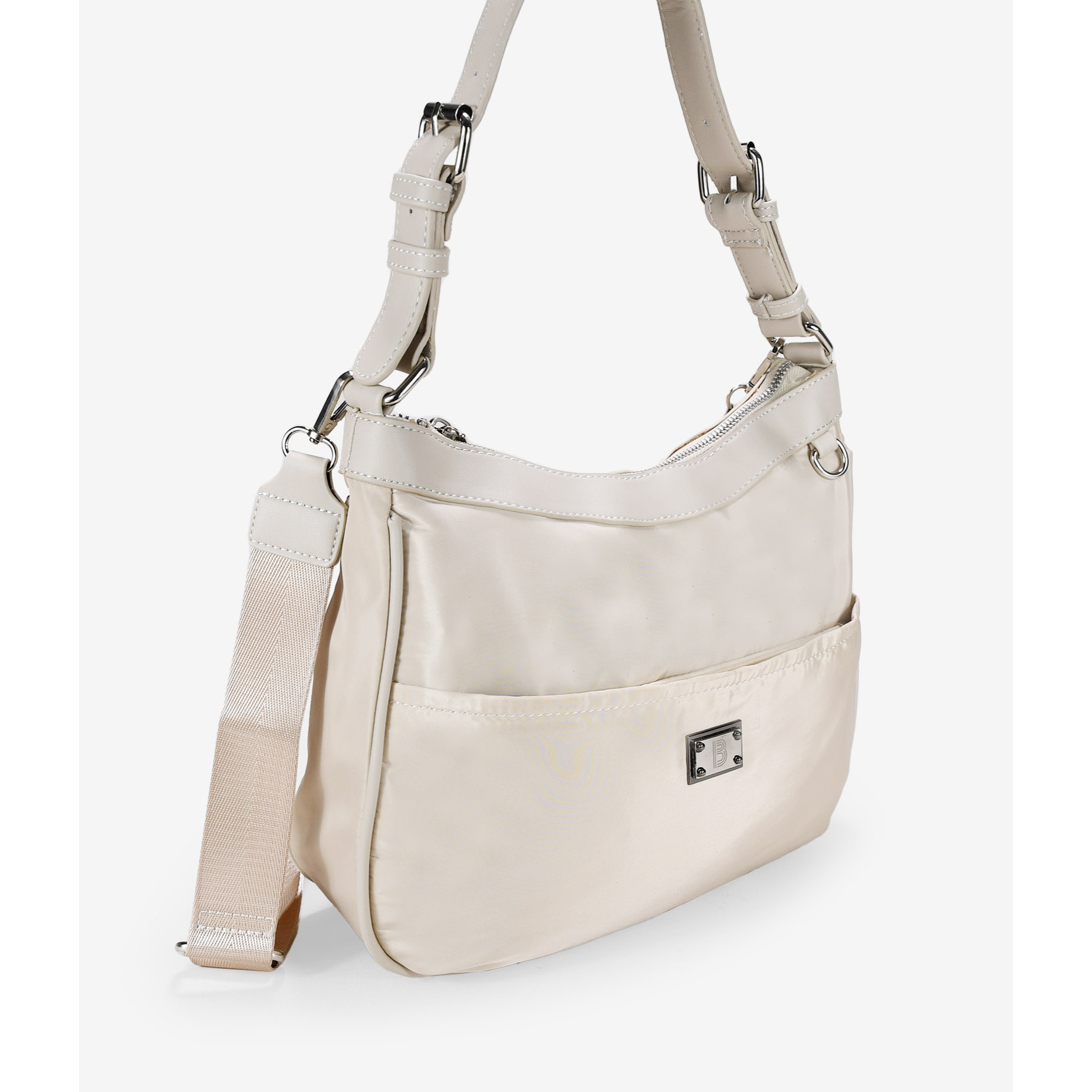 Bolso de hombro beige con bolsillo