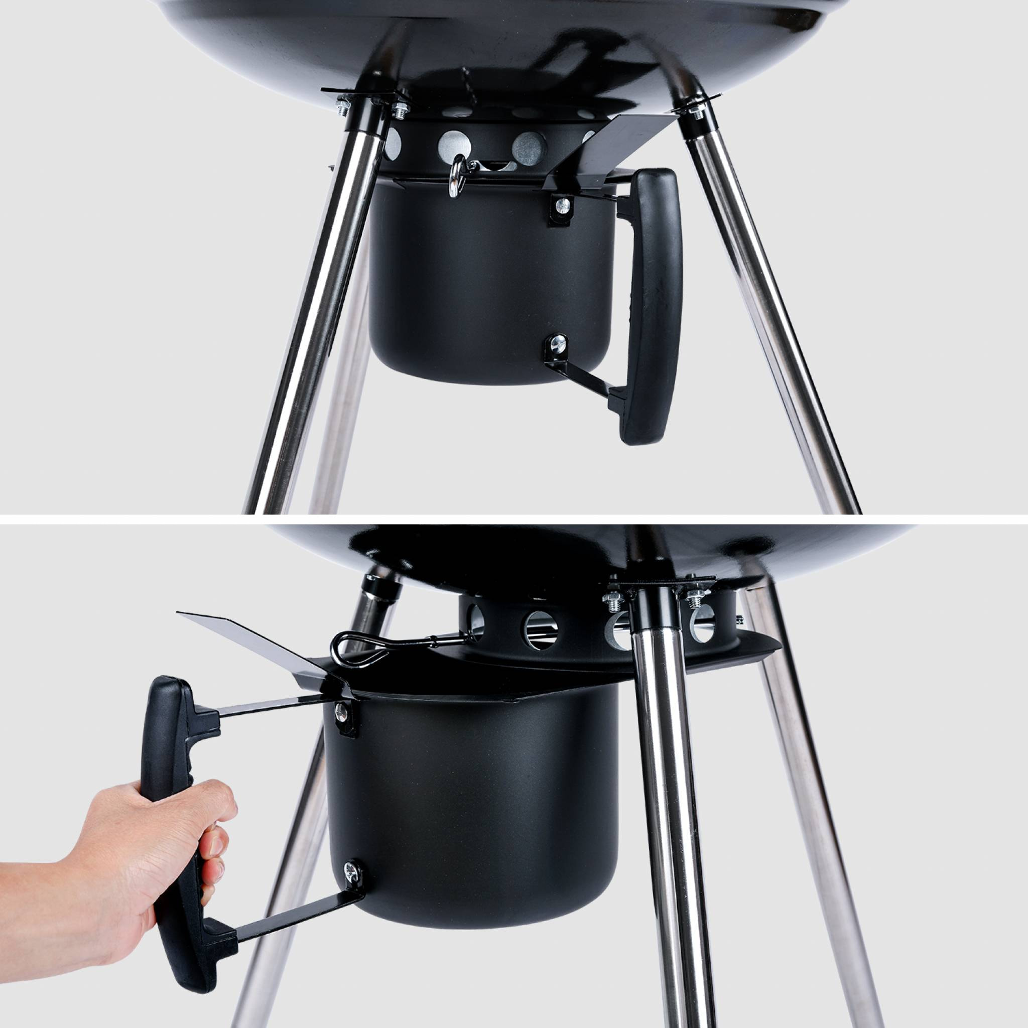 Barbecue charbon de bois Ø57cm - Georges - Noir émaillé. barbecue avec aérateurs. émaillé. fumoir. récupérateur de cendres
