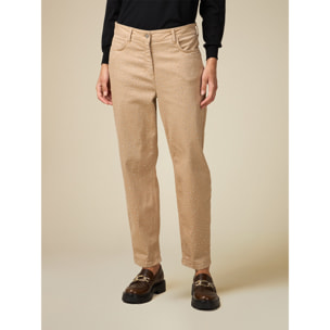 Oltre - Boyslim trousers with crystals - Beige