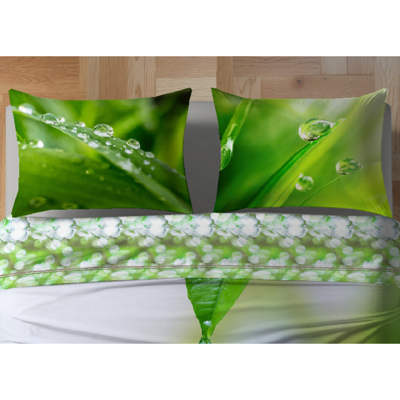 Parure Lenzuola Copriletto Digitale Disegno Green Zen Misura Letto Matrimoniale