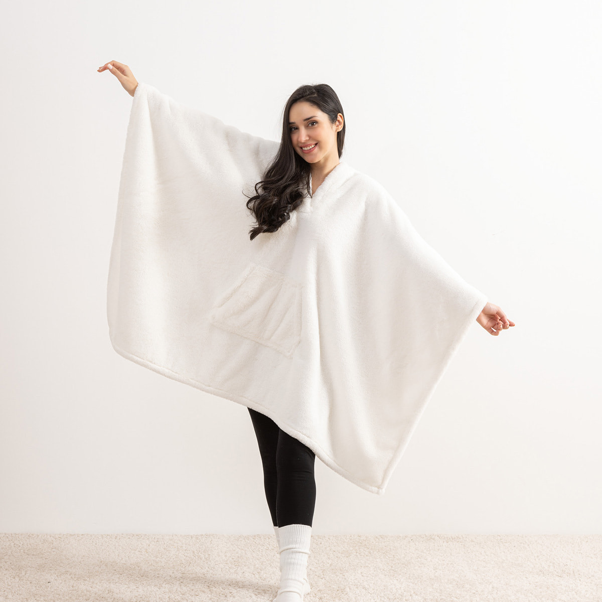 Plaid sweat fourrure Aksel blanc taille unique