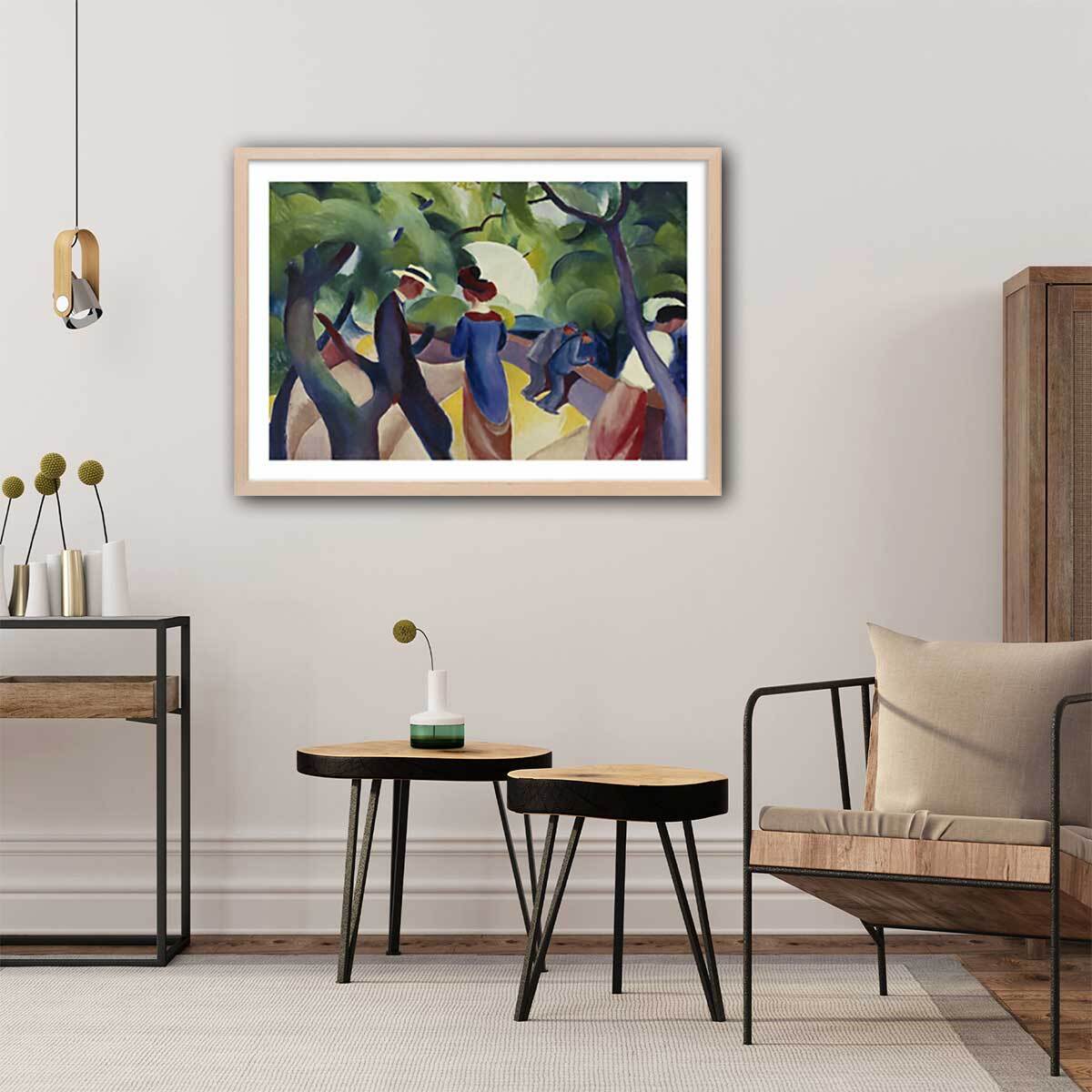 Poster Promenade- Macke August Affiche + cadre en bois - Chêne