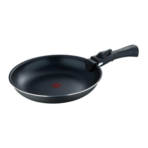 juego de 2 sartenes ø24ø28cm aluminio prensado y heat dot negro + mango desmontable