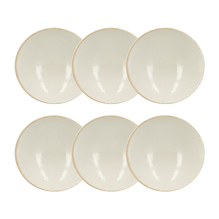 Lot de 6 coupelles en porcelaine blanche et liseré beige 15cm NUANCE