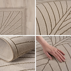 NOVA - Tapis intérieur/extérieur beige à motif feuilles