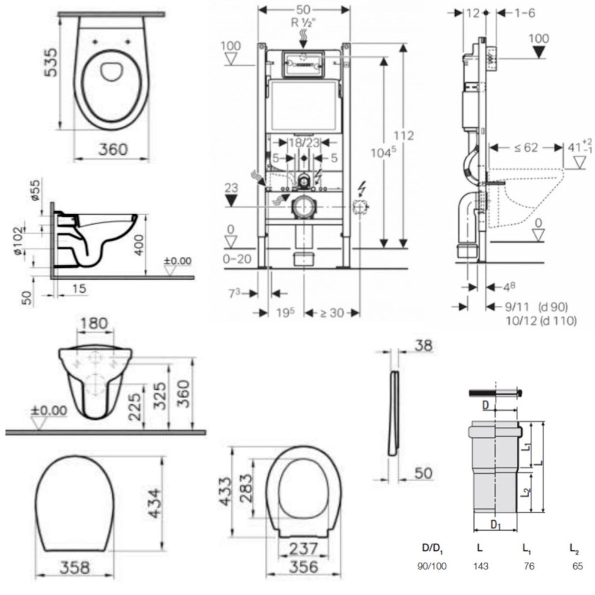 Pack WC Bati-support Geberit Duofix + WC suspendu Vitra Normus + Abattant softclose + Plaque blanche (NormusGeb3-SP)