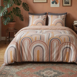Parure housse de couette imprimé 100% coton - love - rose