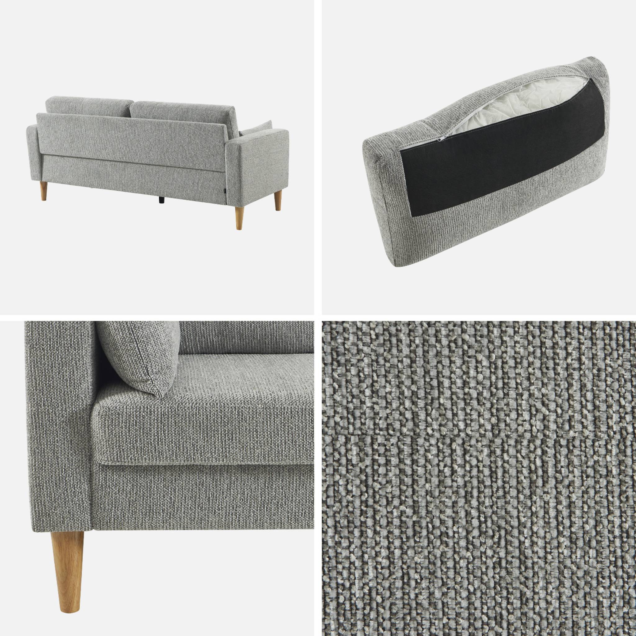 Canapé bois d'hévéa et tissu chenille 3 places BJORN