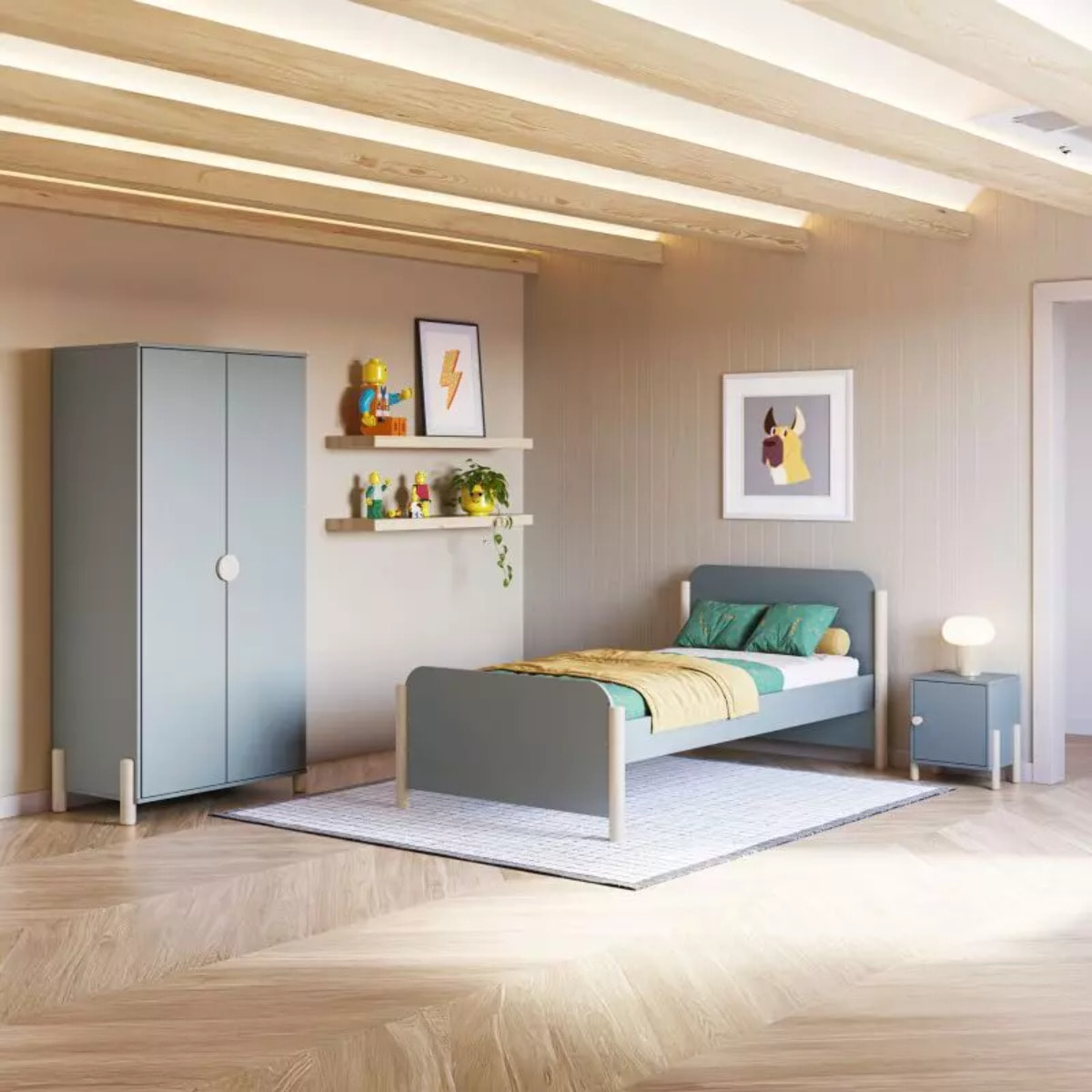 Armario juvenil Misty Dawn Verde Salvia - Oak Soft