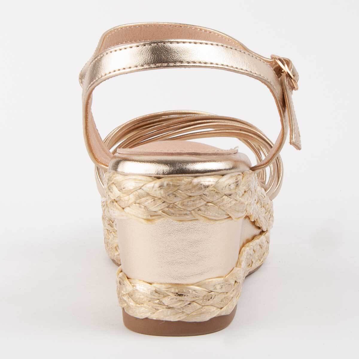 Sandalia De Cuña - Dorado - Altura: 7 Cm