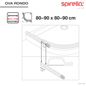 Barre de douche OVA RONDO 90x90cm Finition brillante Spirella