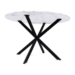 Table à manger ronde Soline Ø110cm effet marbre