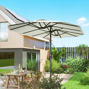 Parasol de jardin double XXL manivelle UV50+ housse de protection incluse crème