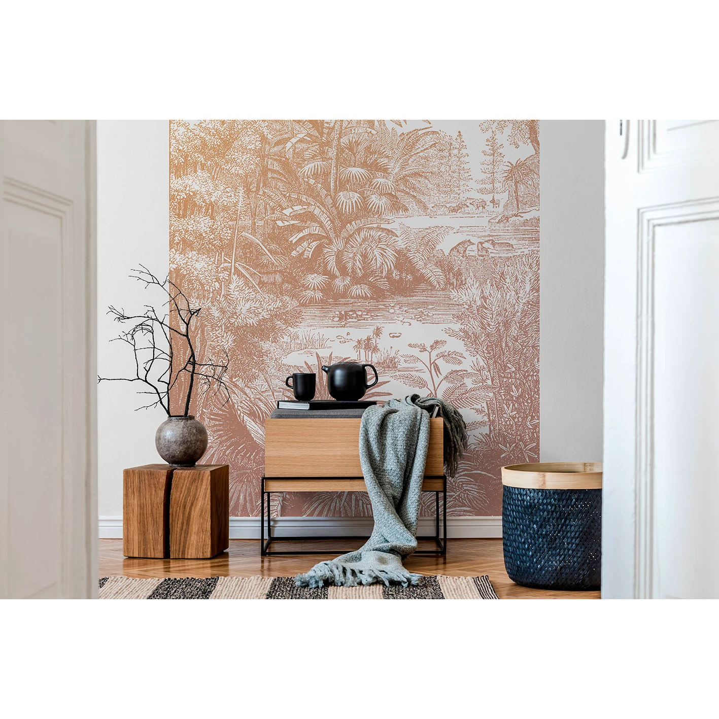 Papier peint panoramique Araucaria - Ocre Rose