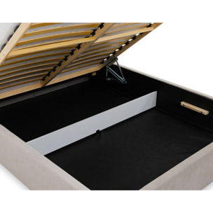 John - lit coffre - 180x200 cm - en velours - sommier inclus - Taupe