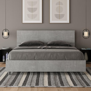 Lit coffre 160x190 tête de lit droite gris béton Demas