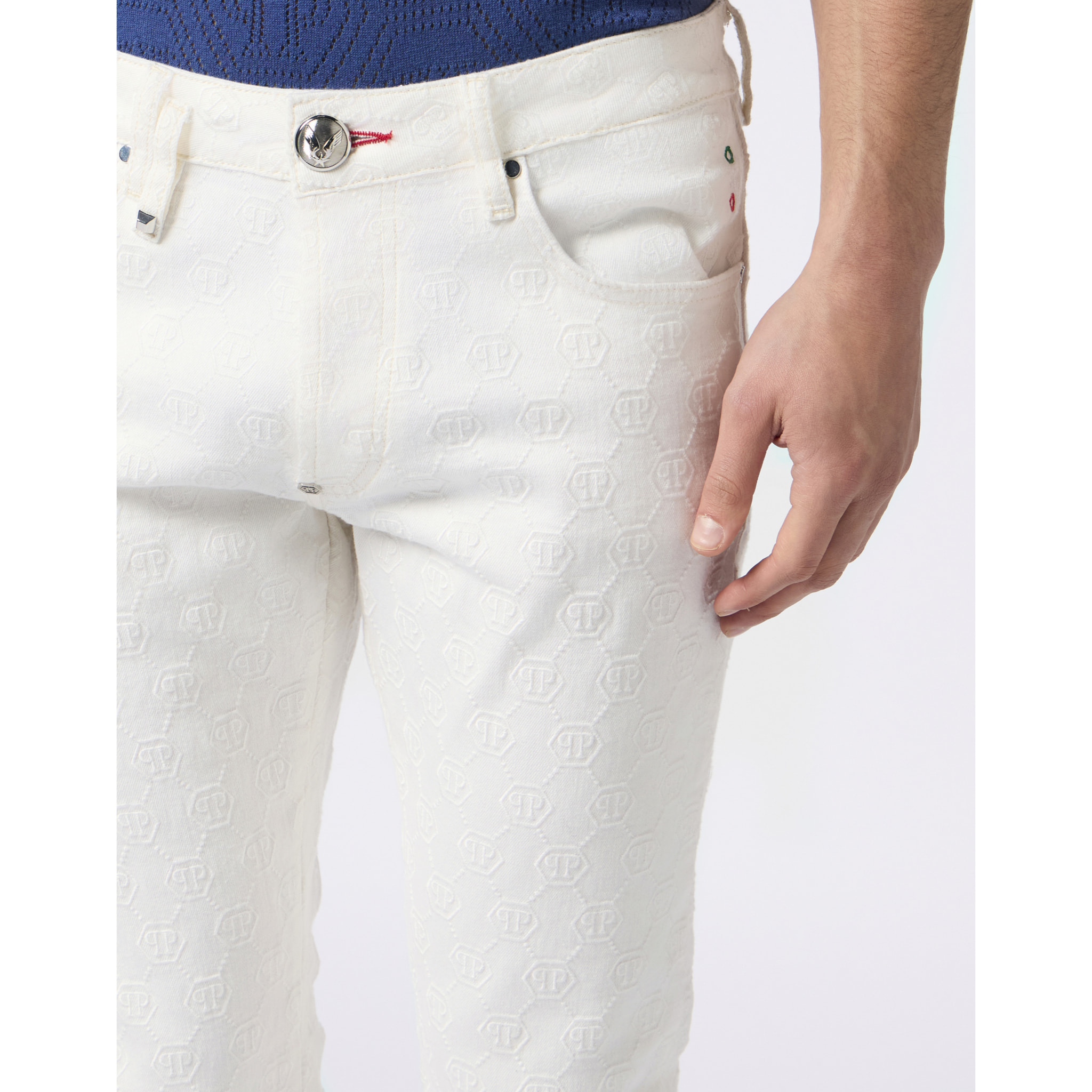 PHILIPP PLEIN Super Straight Cut Jeans Embroidery Monogram