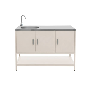 Cuisine extérieure Naxos 3 modules acier inoxydable beige avec barbecue gaz 3 brûleurs