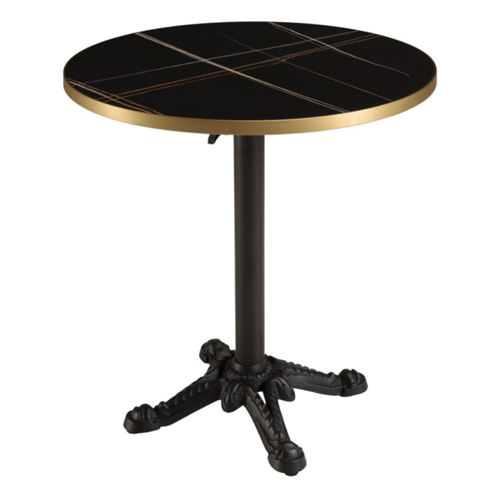 ICARE - Ensemble n°1: table bistrot D70cm pliable en céramique marbré noir