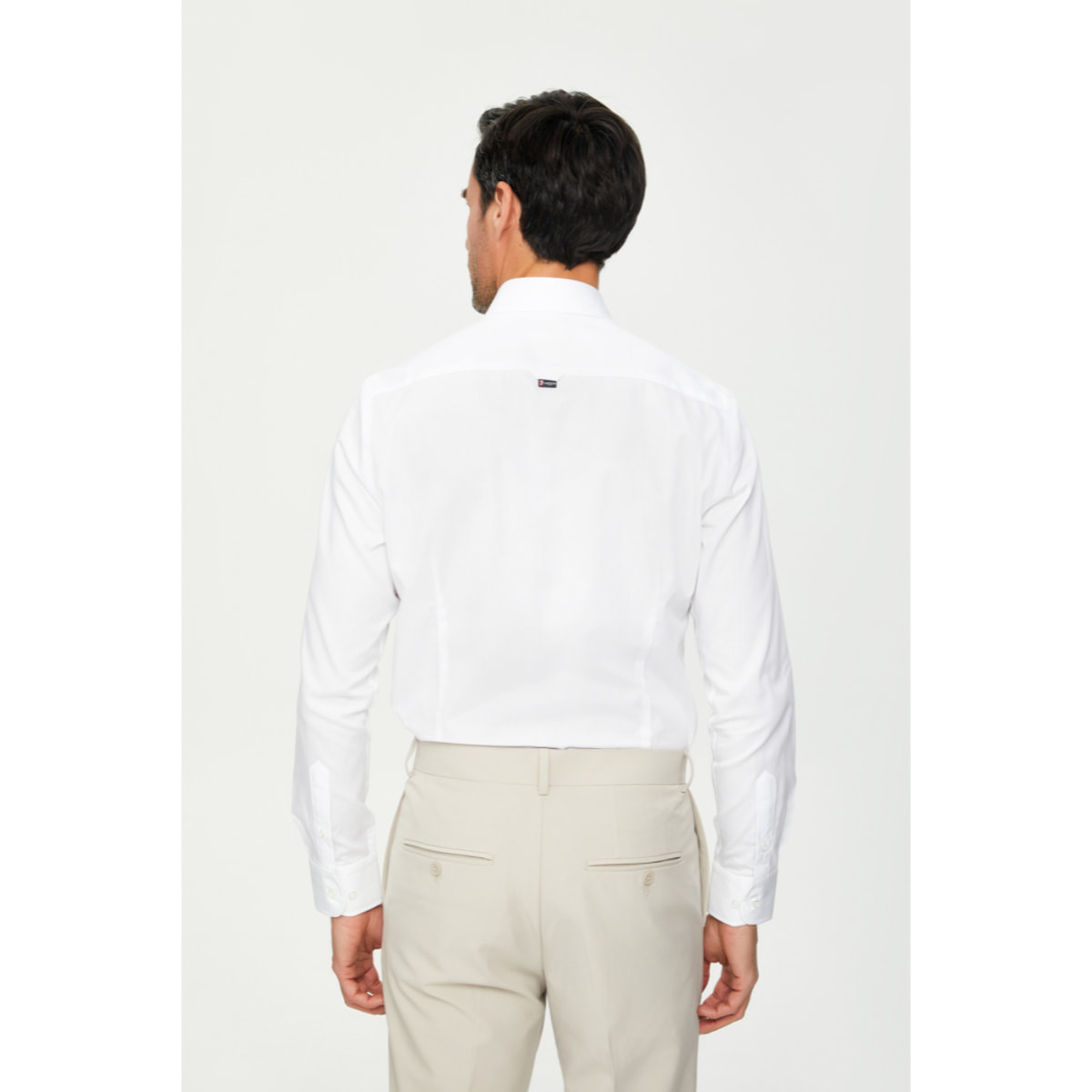 Camicia Uomo 1 Bottone Button Down Slim Twill Unito Bianco