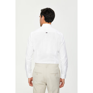 Camicia Uomo 1 Bottone Button Down Slim Twill Unito Bianco