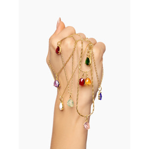 Collana Birthstone Tormalina Rosa Argento Placcato Oro