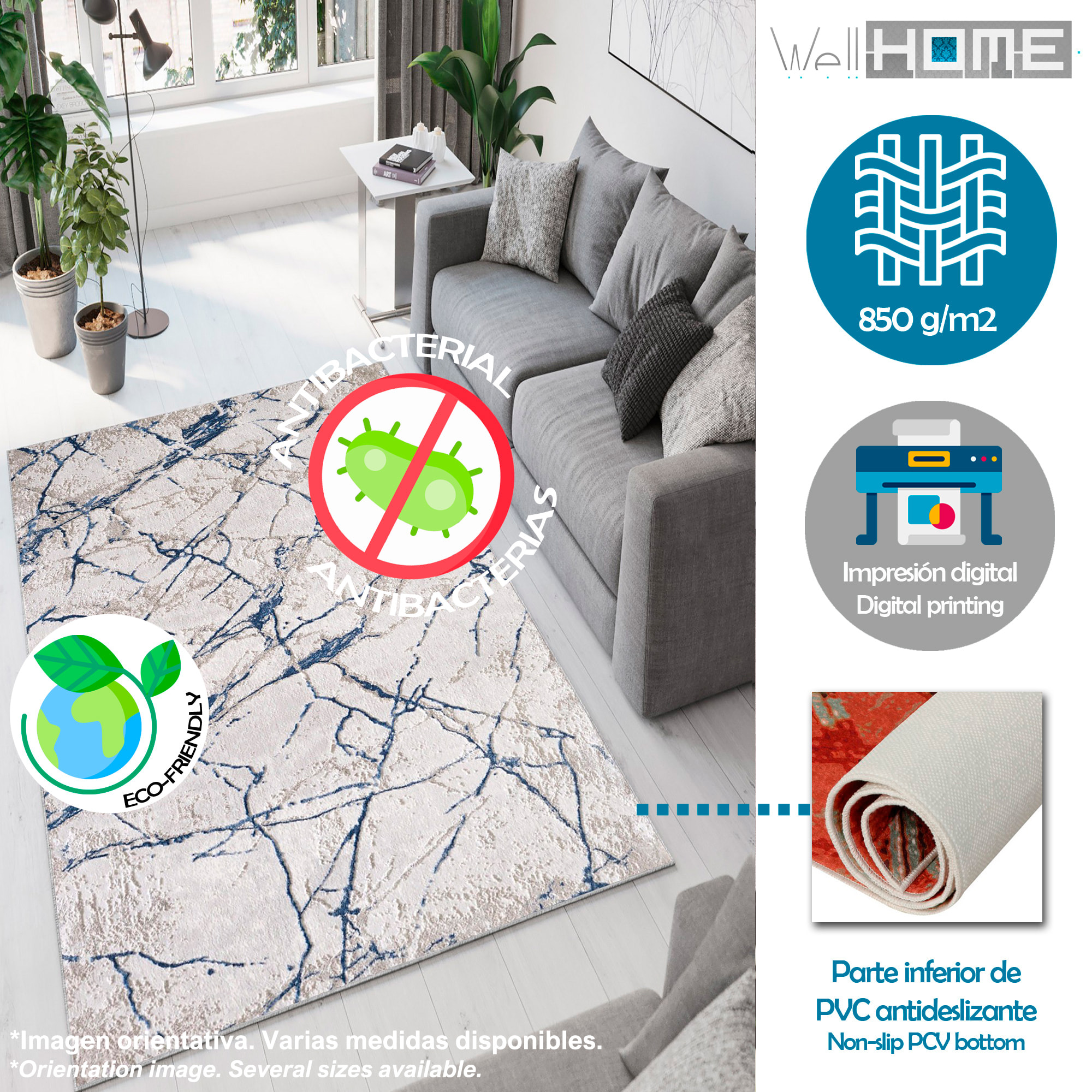 Alfombra de Poliester estampada 160 x 230cm