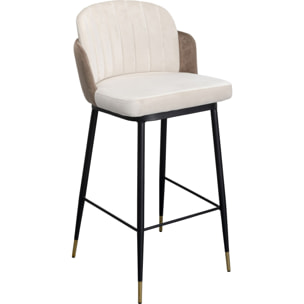 Tabouret de bar Hojas velours beige et taupe Kare Design