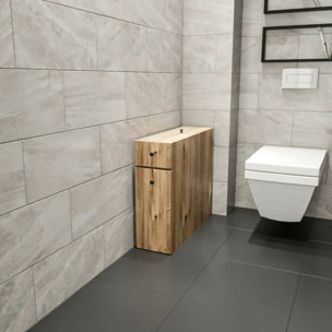 Mobile sottolavabo Isidora, Mobiletto da bagno, Contenitore porta lavabo, Armadio per lavandino, 20x60h55 cm, Quercia