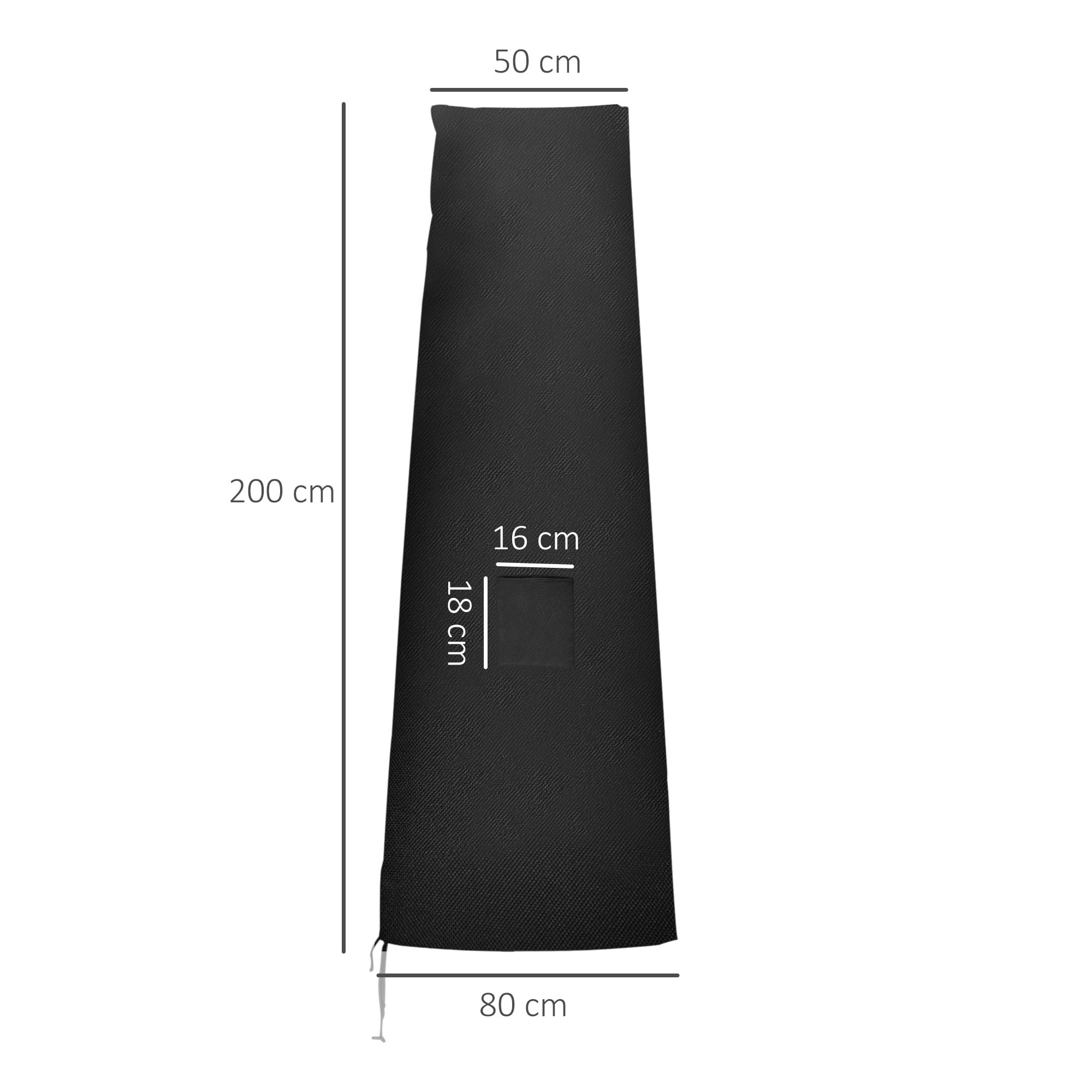 Funda para Sombrilla de Jardín Funda Protectora para Parasol Impermeable de Tela Oxford 300D con Cremallera y Varilla de Soporte Plegable 240x48/70 cm Negro