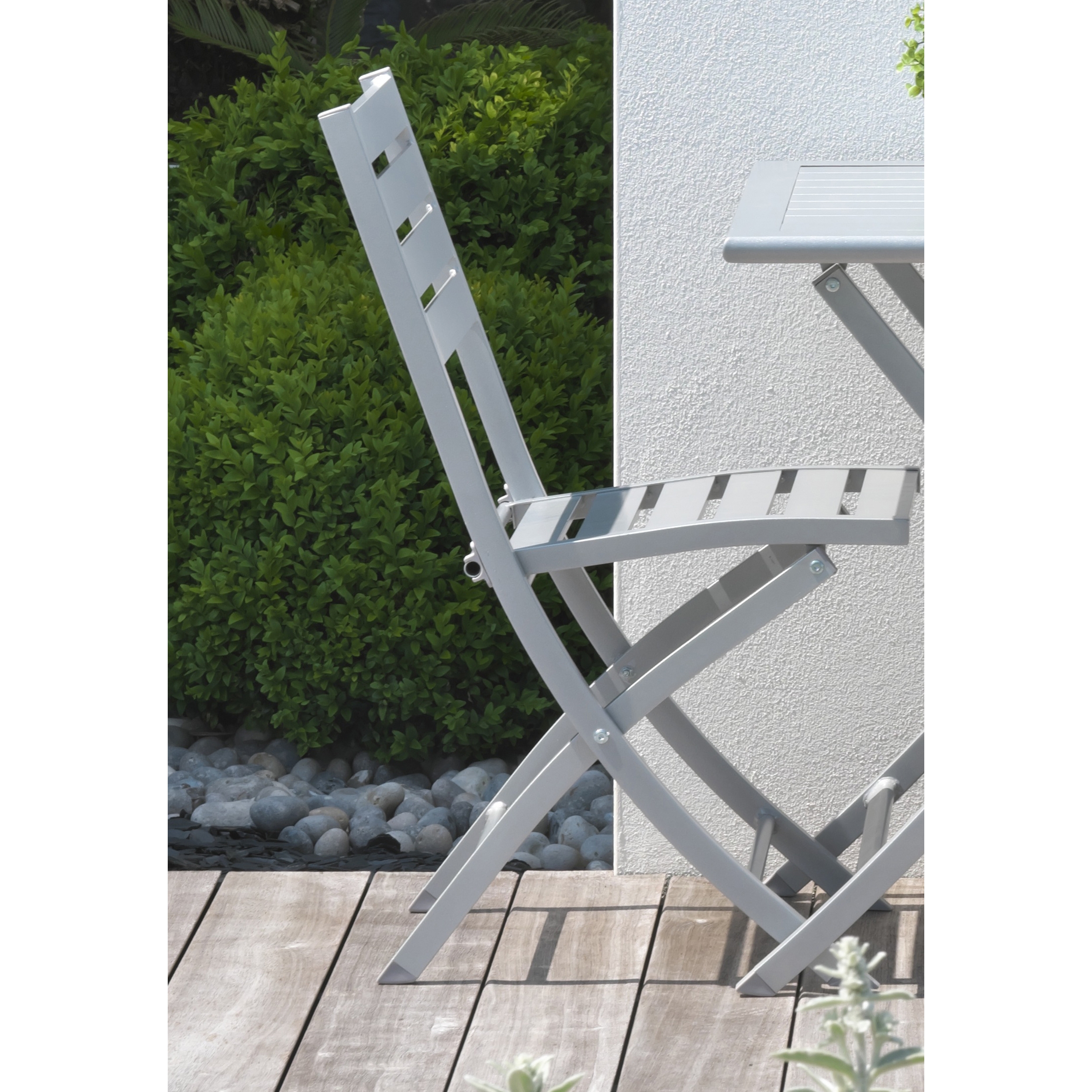 MARIUS - Chaise de jardin pliante en aluminium gris