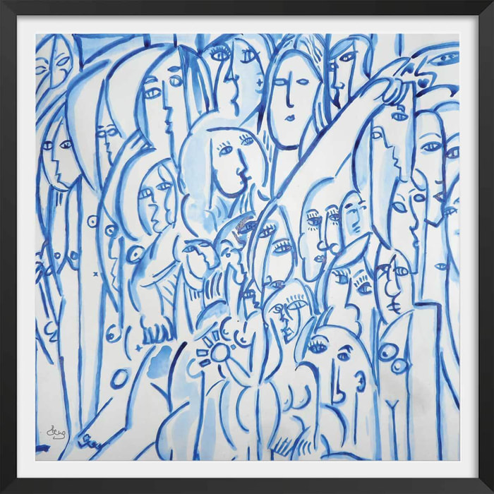 Affiche reproduction abstraite"" par là "" Affiche + cadre en bois - Noir