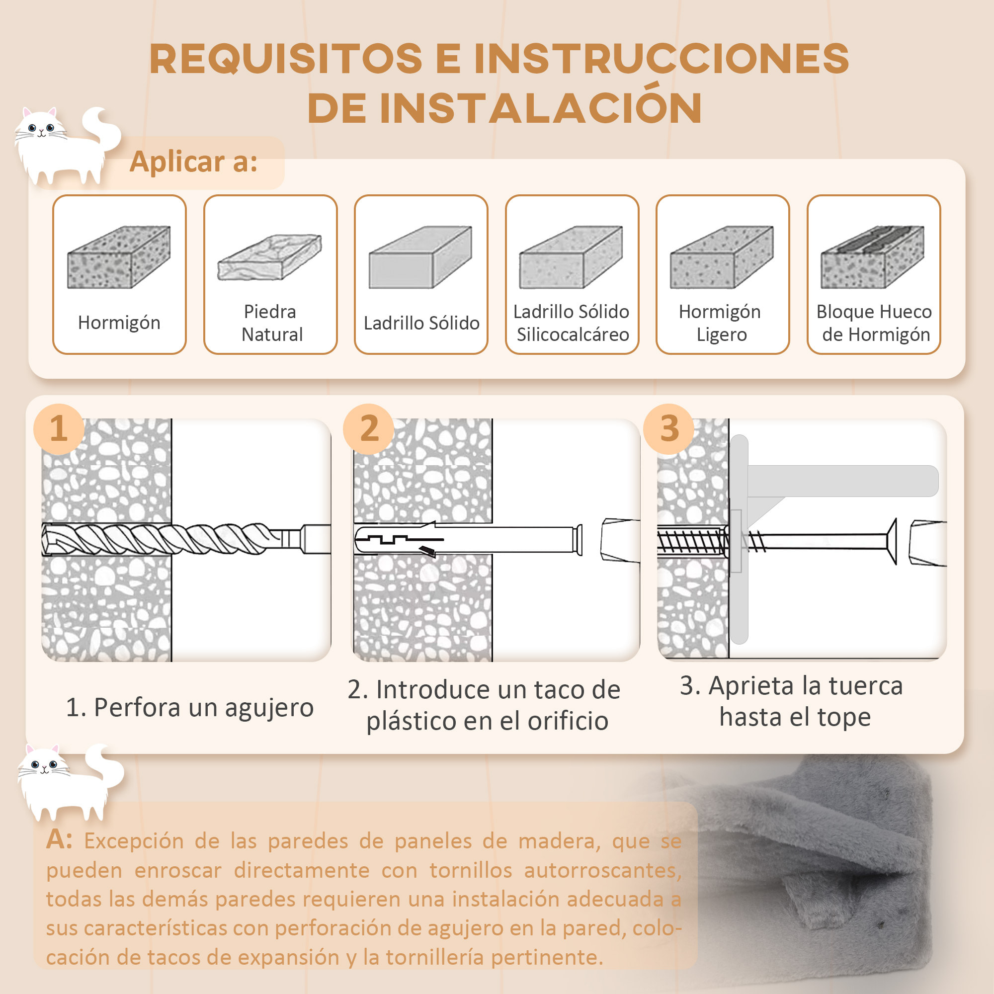 Estante de Escalada para Gatos de Pared Juego de Estantes para Gatos 4 Piezas con Hamaca Nido Rascador Plataformas para Saltar y Poste de Sisal Gris Oscuro