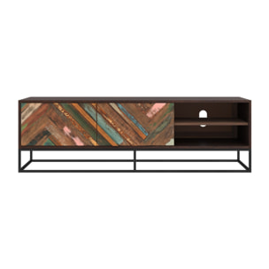 Meuble TV en bois d'acacia et bois recyclé 145 cm - Krabi