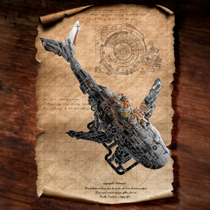 Maqueta 3D mecanizada de ballena con 1388 piezas, equipada con luces y mecanismo de manivela que permite movimiento dinámico.