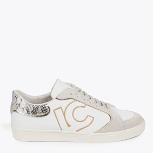 Sneakers con Dettagli Effetto Serpente e Pelle