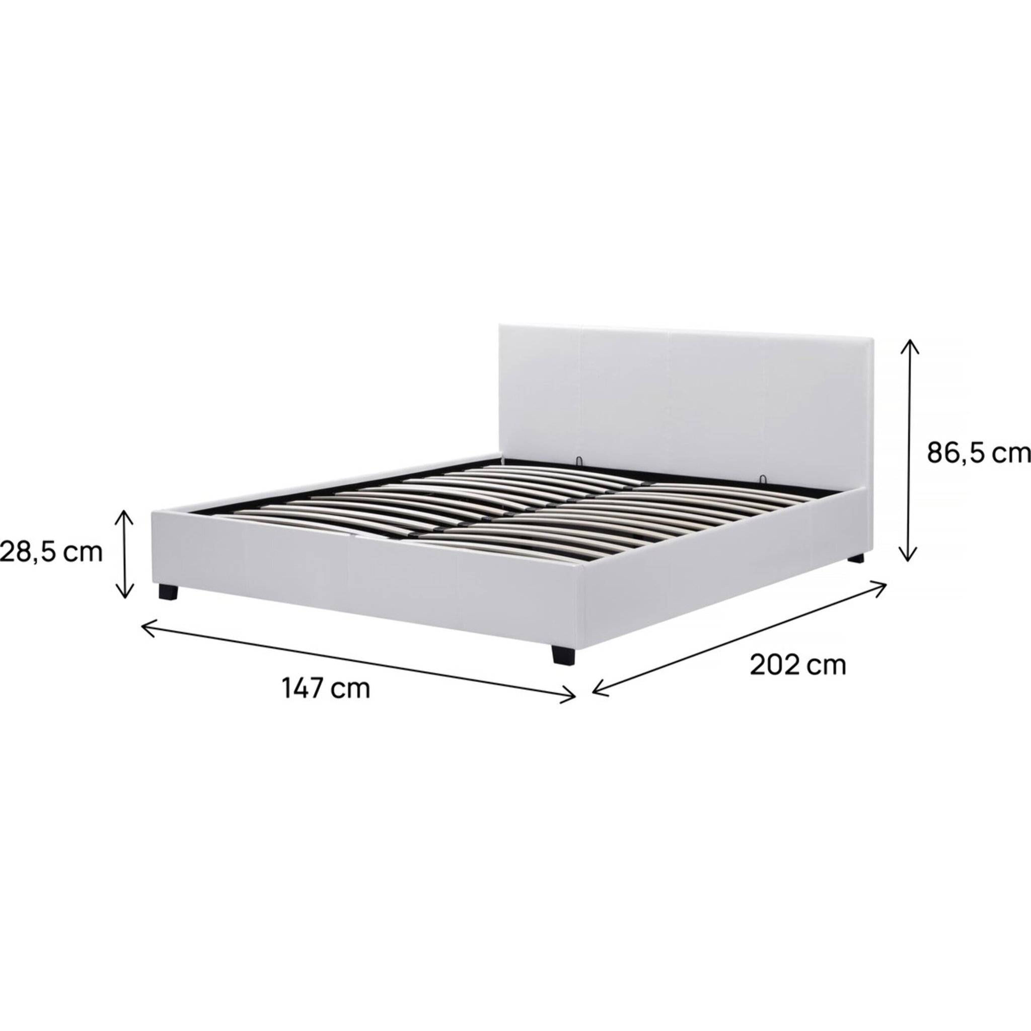 Lit double avec coffre "Carla" - 140 x 190 cm - Blanc