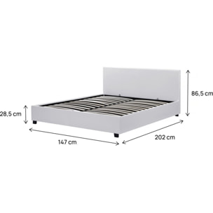 Lit double avec coffre "Carla" - 140 x 190 cm - Blanc