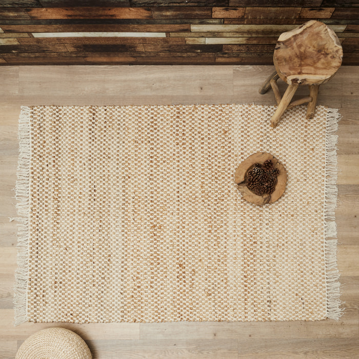 Tapis En Toile De Jute Avec Franges 120x170cm